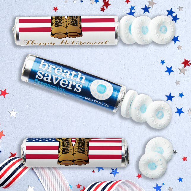 Military USA American Flag Boots Retirement Party  Breath Savers® Mints (Creator Uploaded)
