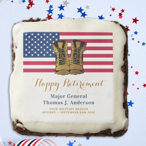 Military USA American Flag Boots Retirement Party Brownie