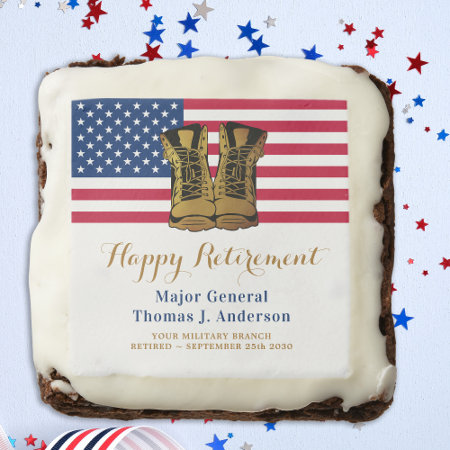 Military Usa American Flag Boots Retirement Party Brownie