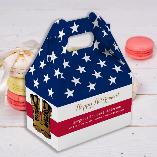 Military USA American Flag Boots Retirement Party Favor Boxes (Creator Uploaded)
