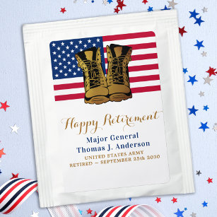 Military USA American Flag Boots Retirement Party Tea Bag Drink Mix