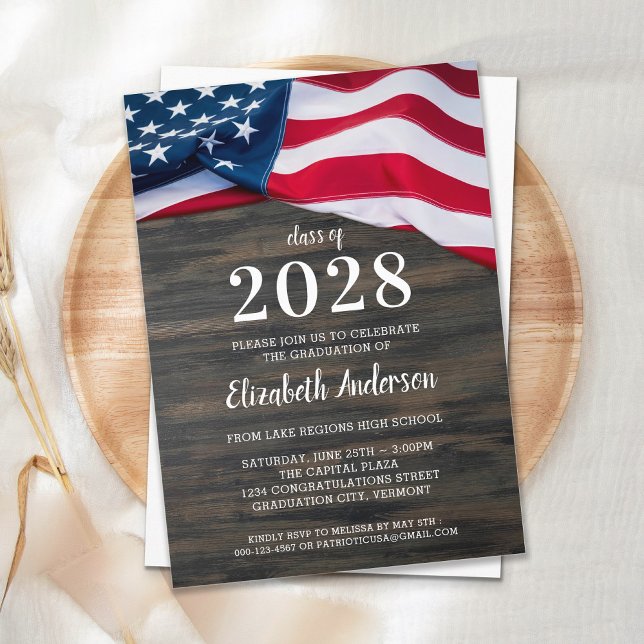 Military USA American Flag Patriotic Graduation In Invitation (Creator Uploaded)