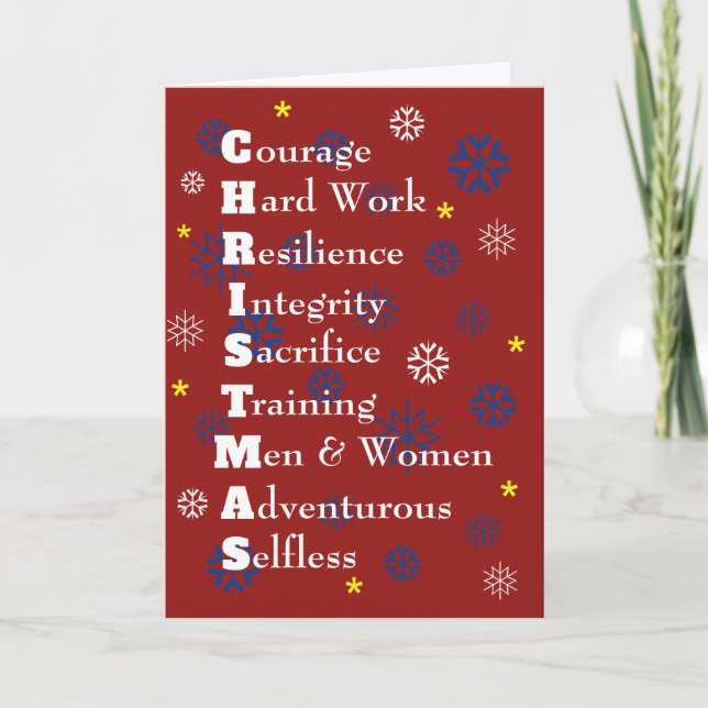 Military USA Customizable Merry Christmas Dark Red Holiday Card (Front)