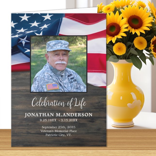 Military USA Flag - Celebration of Life - Funeral  Program (Creator Uploaded)