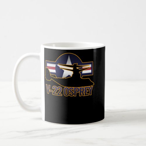 Military V22 Osprey Aircraft Silhouette with USA R Coffee Mug