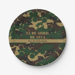 Military vehicle camouflage pattern paper plates