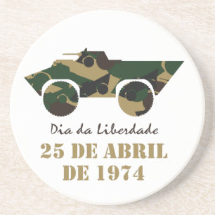 Military vehicle symbol of 25 April Revolution Sandstone Coaster