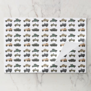 Military Vehicles Paper Placemats, Army Tanks Mats