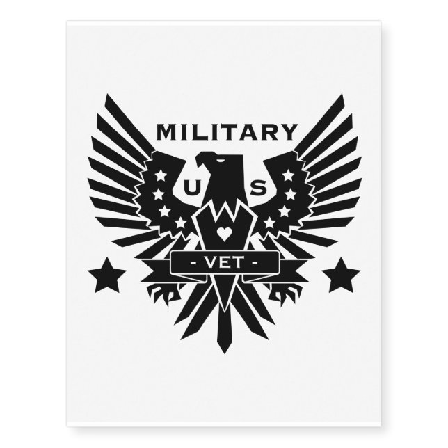 MILITARY VET_black design Temporary Tattoos (Front)