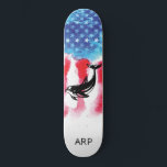*~* Military Vet DOPHIN Red White Blue Flag Skateboard<br><div class="desc">*Energetically Enhanced / imbues COSMIC DOLPHIN silhouette on American Flag * Patriotic American Flag with a COSMIC DOLPHIN silhouette . . This design features the USA Flag American Flag also known as Old Glory and Stars and Stripes. This Watercolor American Flag design includes the colors Red White Blue in the...</div>
