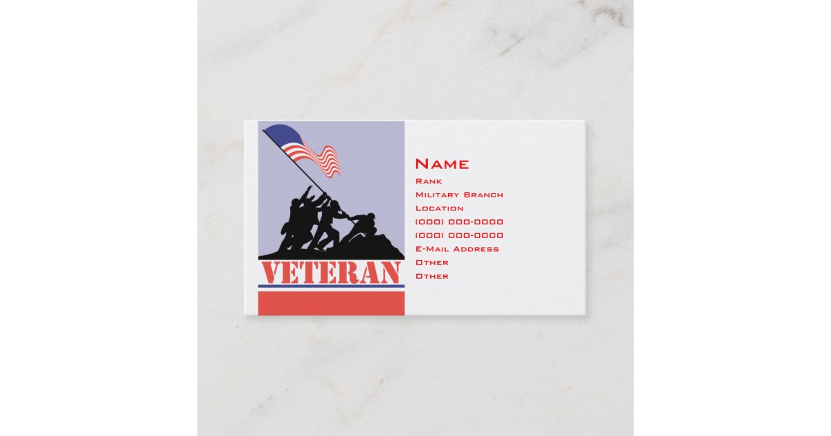 Military Veteran Calling Card Zazzle