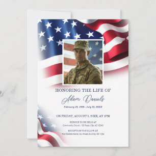 Military Veteran Celebration Of Life, USA flag Invitation