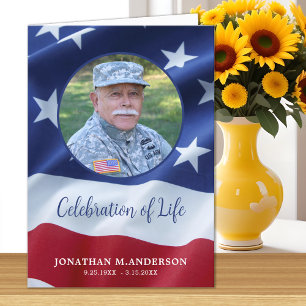 Military Veteran Flag Celebration of Life Funeral Card
