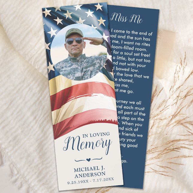 Military Veteran Funeral Prayer Photo USA Flag Bookmarks (Creator Uploaded)