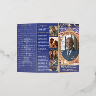Military Veteran Funeral Program Trifold Brochure