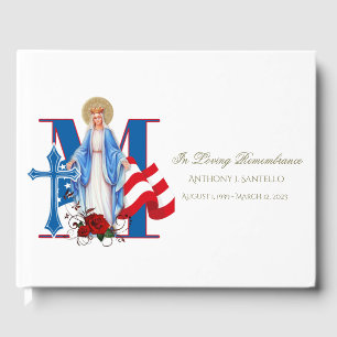 Military Veteran Memorial American Flag  Funeral Guest Book