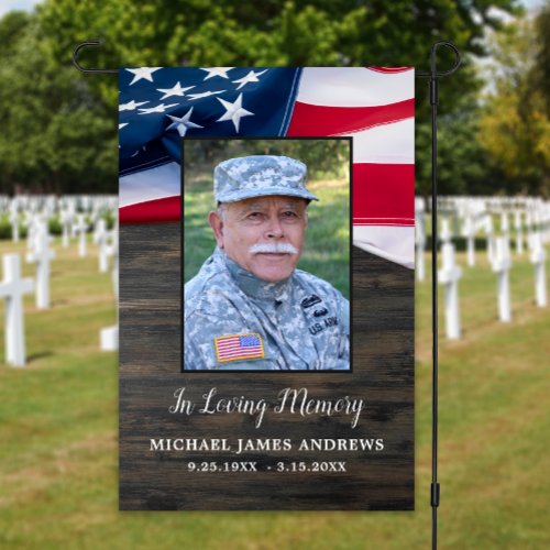 Military Veteran Memorial Photo Patriotic Cemetery Garden Flag