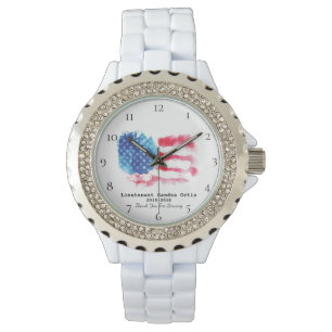 *~* Military Veteran Mom Red White Blue US Flag Watch