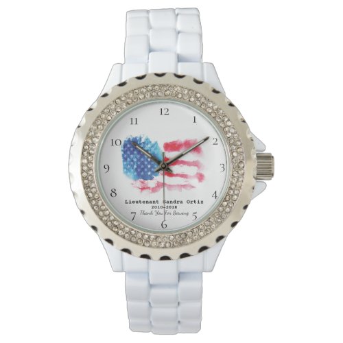  Military Veteran Mom Red White Blue US Flag Watch