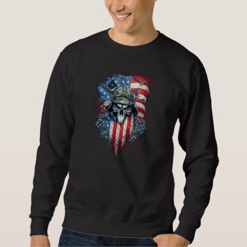 Military Veteran Patriotic American Flag  20 Sweatshirt