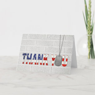 military veteran thank you dog tags card