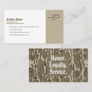 Military Veterans Honor Bottom Lands Camo Business Card