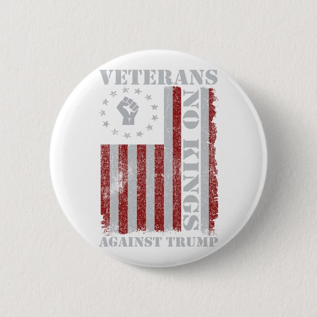 Military Veterans Protest Usa Flag No Kings Americ Button (Front)