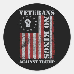 Military Veterans Protest Usa Flag No Kings Americ Classic Round Sticker