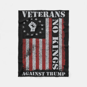 Military Veterans Protest Usa Flag No Kings Americ Fleece Blanket