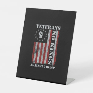 Military Veterans Protest USA Flag No Kings Americ Pedestal Sign