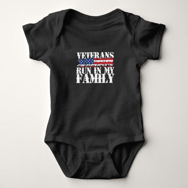 Military Veterans Run in My Family - Running Baby Bodysuit (Front)