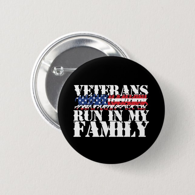 Military Veterans Run in My Family - Running Button (Front & Back)