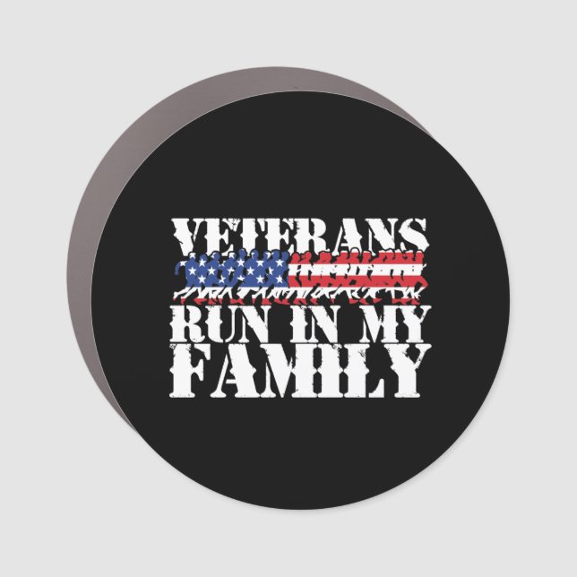 Military Veterans Run in My Family - Running Car Magnet (Front)