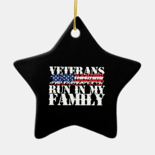 Military Veterans Run in My Family - Running Ceramic Ornament