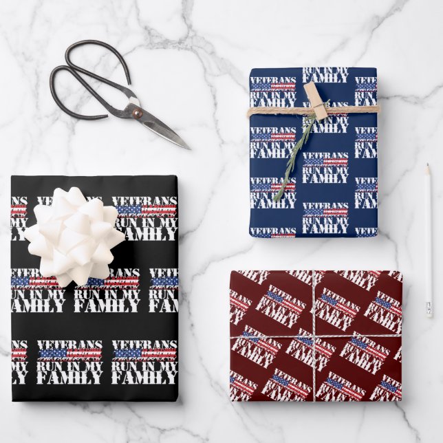 Military Veterans Run in My Family - Running Wrapping Paper Sheets (Front)