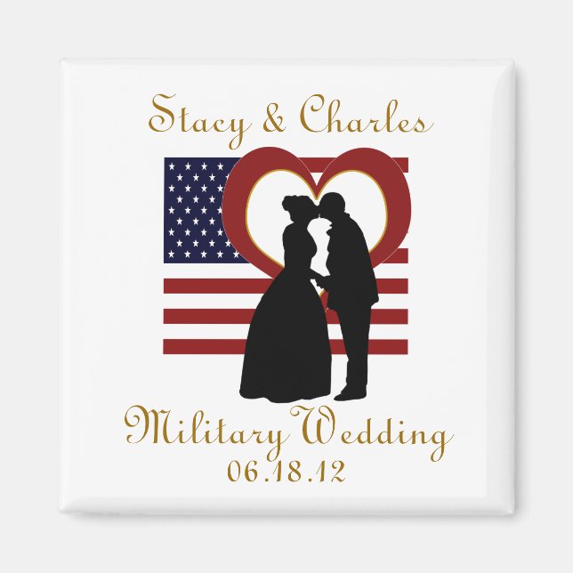 Military Wedding Favor Flag Heart Magnet (Front)