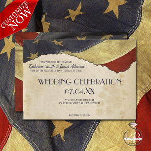 Military Wedding Patriotic Vintage Flag Invitation