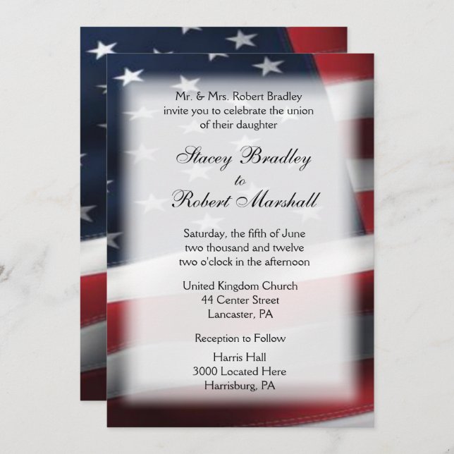 Military Wedding Theme Wedding Invitations 5" x 7" (Front/Back)