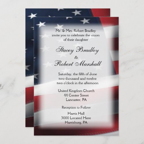 Military Wedding Theme Wedding Invitations 5 x 7