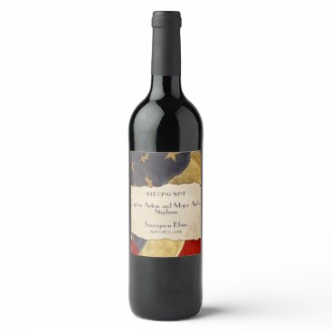 Military Wedding - Vintage US Flag Patriotic Wine Label Military Wedding - Vintage US Flag Patriotic Wine Label