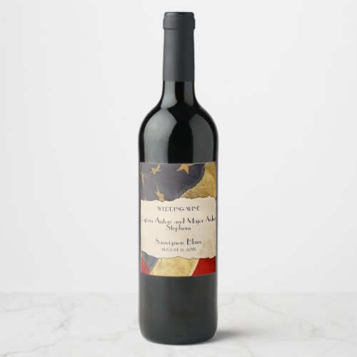 Military Wedding _ Vintage US Flag Patriotic Wine Label