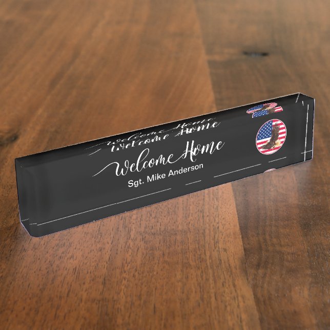 Military Welcome Home Classic Patriotic  Desk Name Plate (Side)