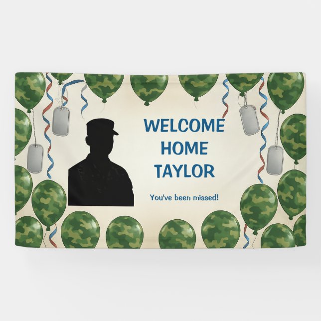 Military Welcome Home Community Banner with Camo  (Horizontal)