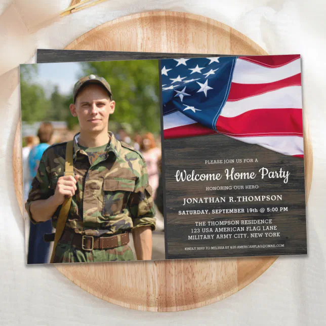 Military Welcome Home Party American Flag Invitation | Zazzle