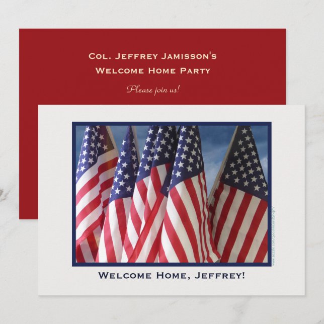 Military Welcome Home Party, American Flags Invitation (Front/Back)