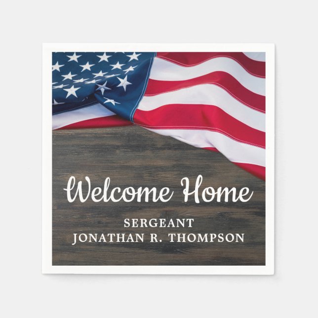 Military Welcome Home Party Usa American Flag Napkins (Front)