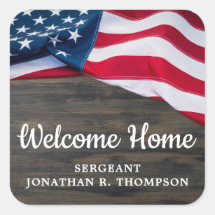 Military Welcome Home Party Usa American Flag Square Sticker