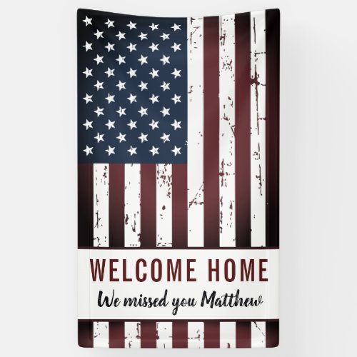 Military Welcome Home Patriotic American Flag Banner
