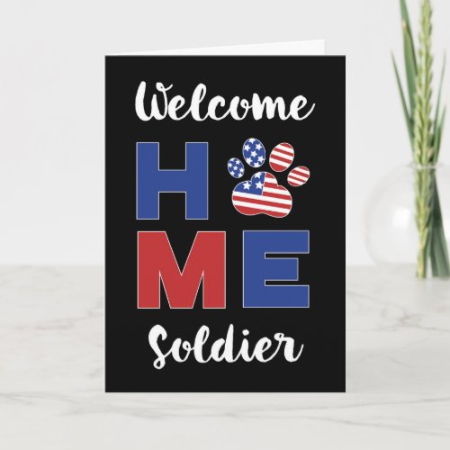 Military Welcome Home Soldier Dog Paw Print Card