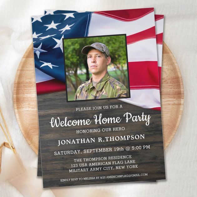 Military Welcome Home USA Patriotic American Flag Invitation Zazzle   Military Welcome Home Usa Patriotic American Flag Invitation R Dn21r 630 